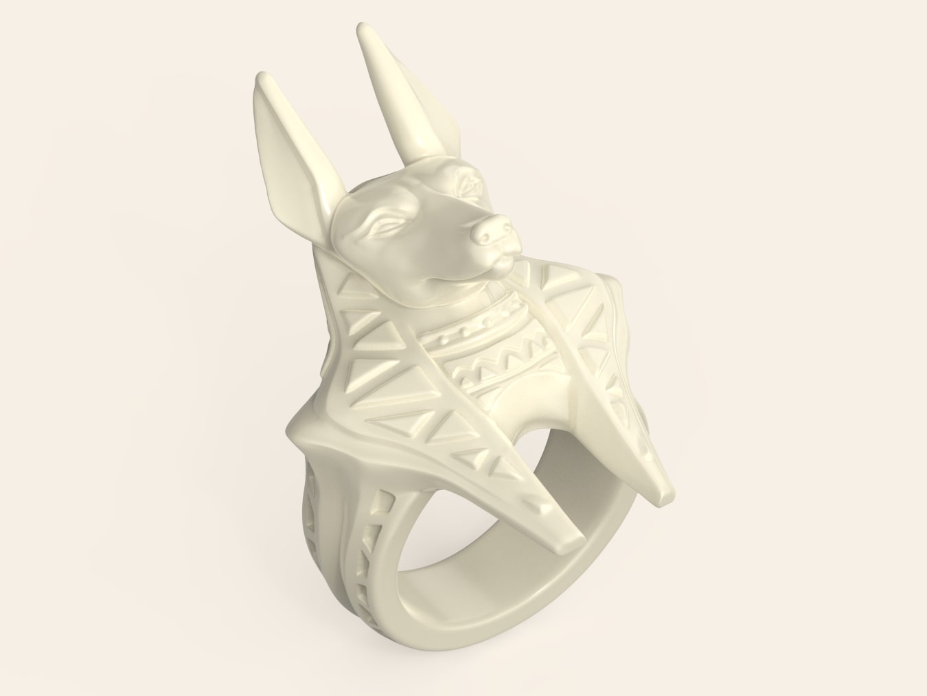 Anubis Statement Ring - 3D Sculpted Jewelry Design (Blender)