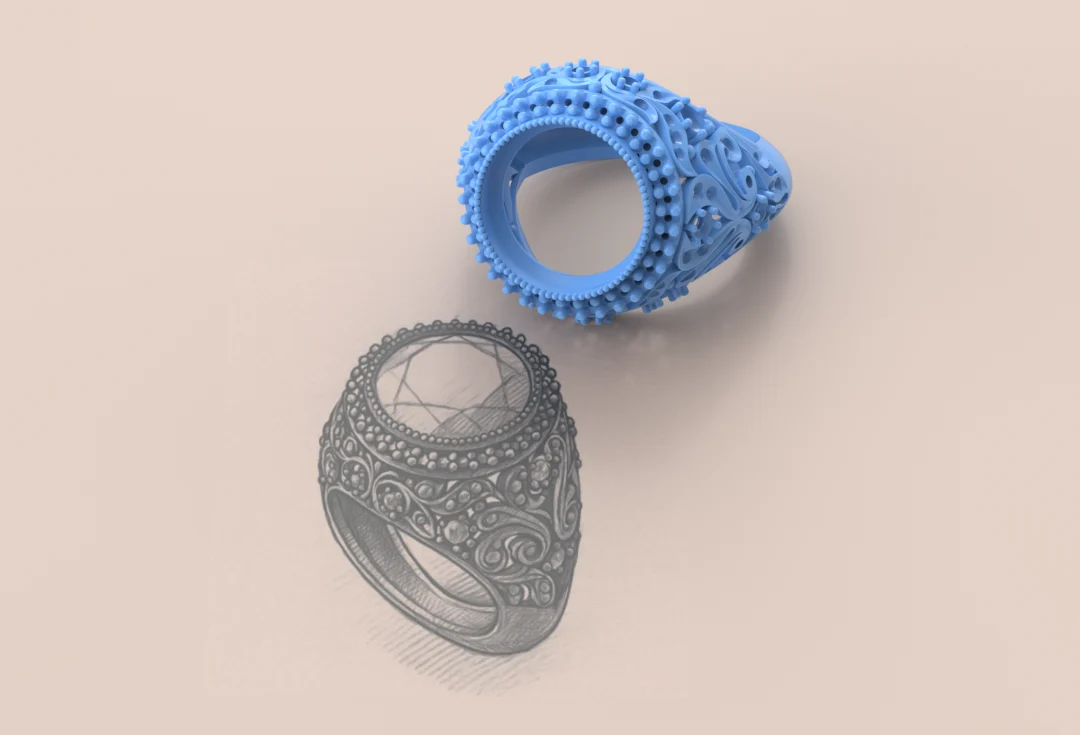 Custom ring design: from sketch to 3D CAD model