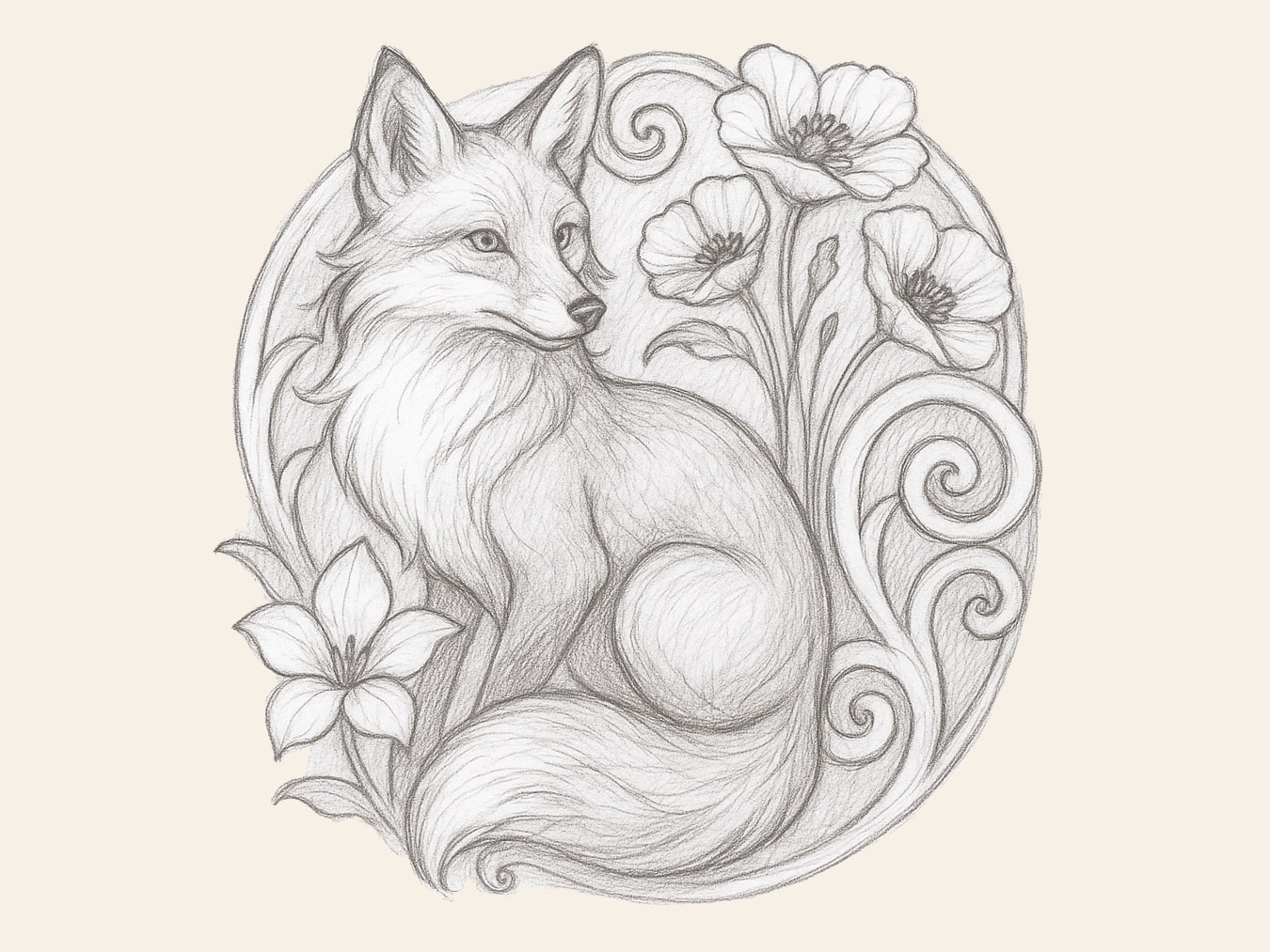 Fox and Flowers: Hand-Drawn Jewelry Design Illustration