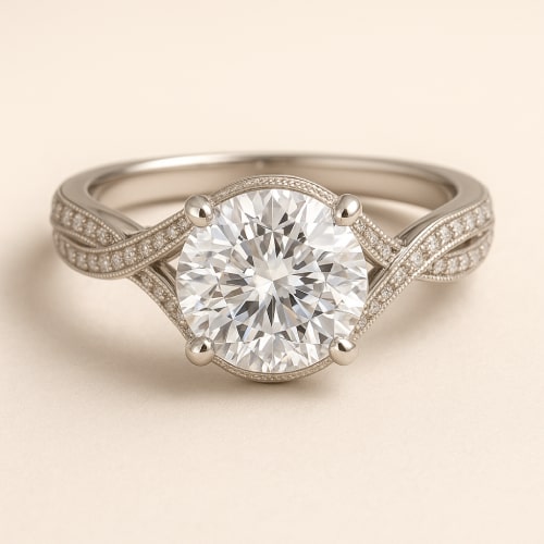 Vintage twist diamond engagement ring rendering